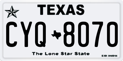 TX license plate CYQ8070