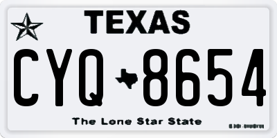 TX license plate CYQ8654