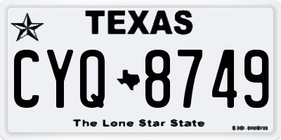 TX license plate CYQ8749
