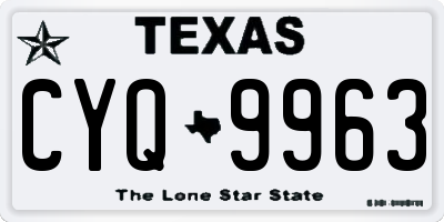TX license plate CYQ9963