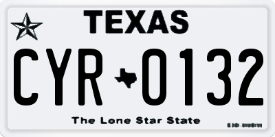 TX license plate CYR0132