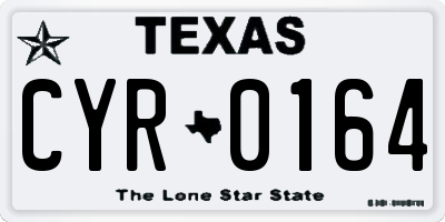 TX license plate CYR0164