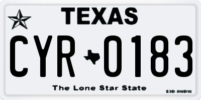 TX license plate CYR0183