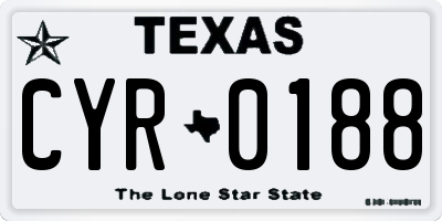 TX license plate CYR0188