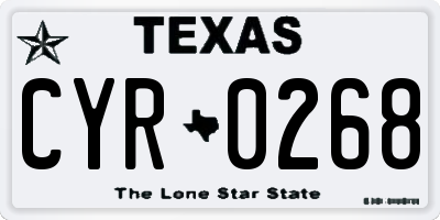 TX license plate CYR0268