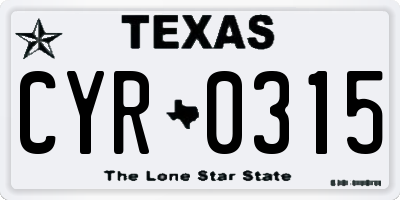 TX license plate CYR0315