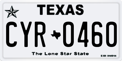TX license plate CYR0460