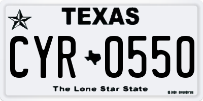 TX license plate CYR0550