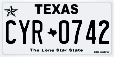 TX license plate CYR0742