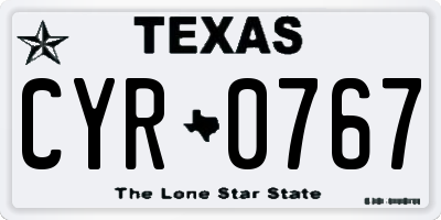 TX license plate CYR0767