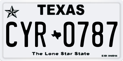 TX license plate CYR0787