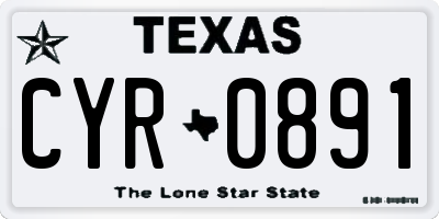 TX license plate CYR0891