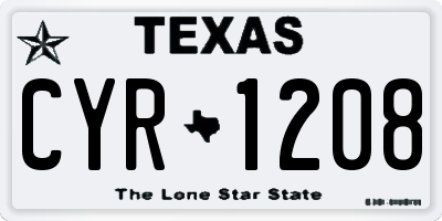 TX license plate CYR1208