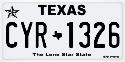 TX license plate CYR1326