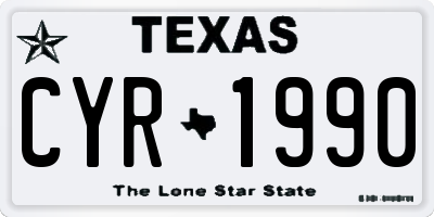 TX license plate CYR1990