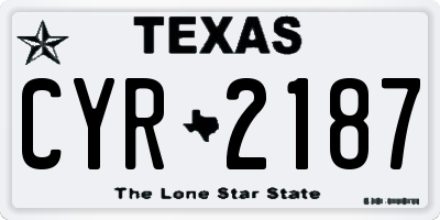 TX license plate CYR2187