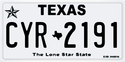 TX license plate CYR2191