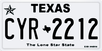 TX license plate CYR2212