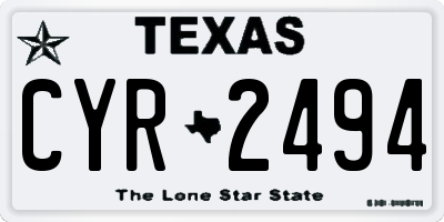TX license plate CYR2494