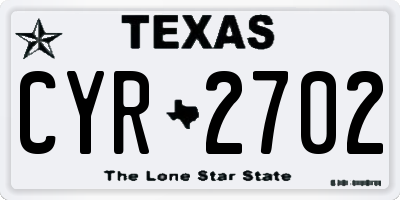 TX license plate CYR2702