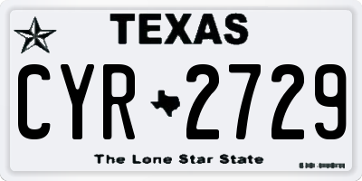 TX license plate CYR2729