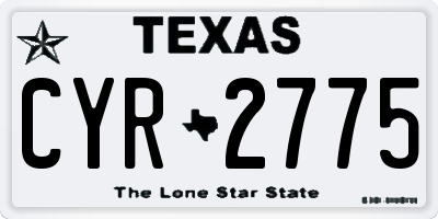 TX license plate CYR2775