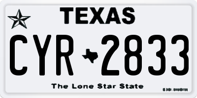 TX license plate CYR2833