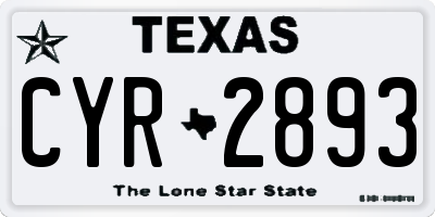 TX license plate CYR2893