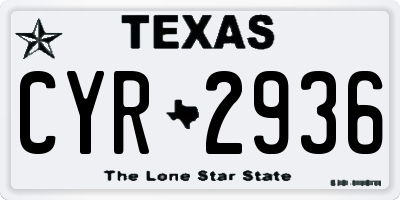 TX license plate CYR2936