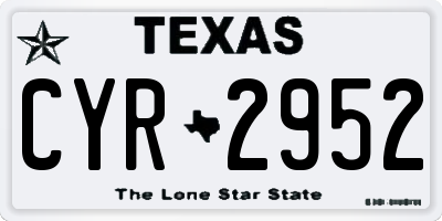 TX license plate CYR2952