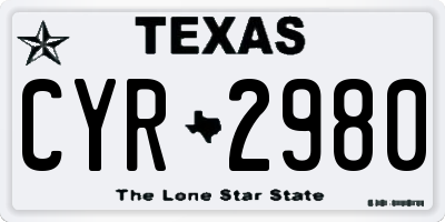 TX license plate CYR2980