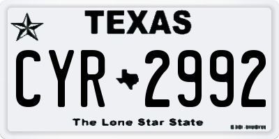 TX license plate CYR2992
