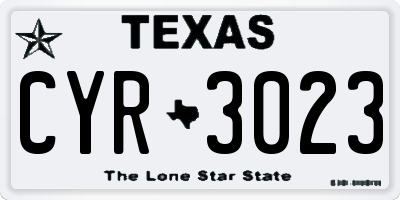 TX license plate CYR3023