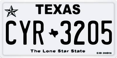 TX license plate CYR3205