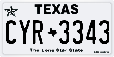 TX license plate CYR3343