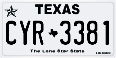 TX license plate CYR3381
