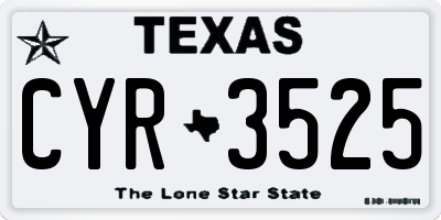 TX license plate CYR3525