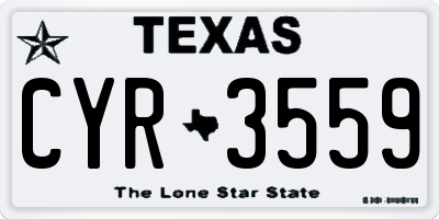 TX license plate CYR3559