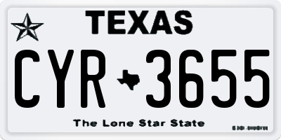 TX license plate CYR3655