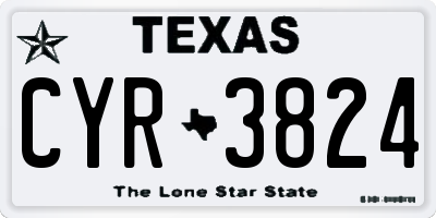 TX license plate CYR3824