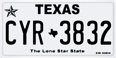 TX license plate CYR3832