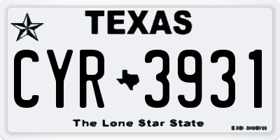 TX license plate CYR3931