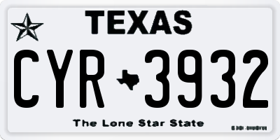 TX license plate CYR3932