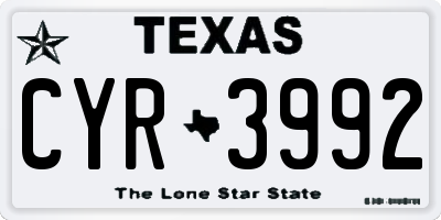 TX license plate CYR3992