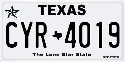 TX license plate CYR4019
