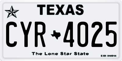 TX license plate CYR4025