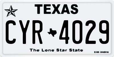 TX license plate CYR4029