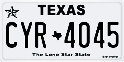 TX license plate CYR4045