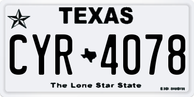 TX license plate CYR4078