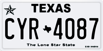 TX license plate CYR4087